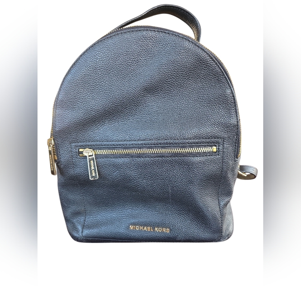 Michael Kors Jessa Black Pebbled Leather Backpack